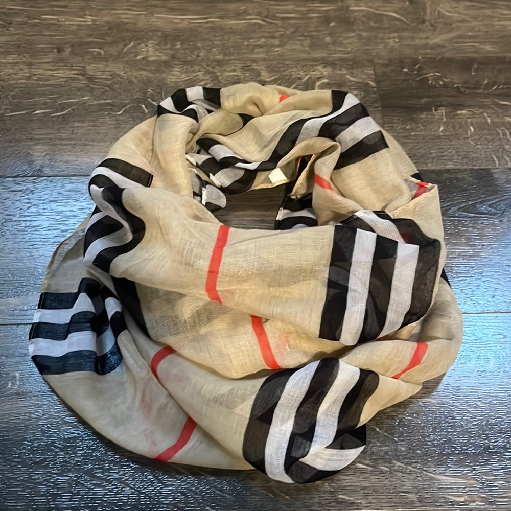 Faux Burberry Print Infinity Scarf